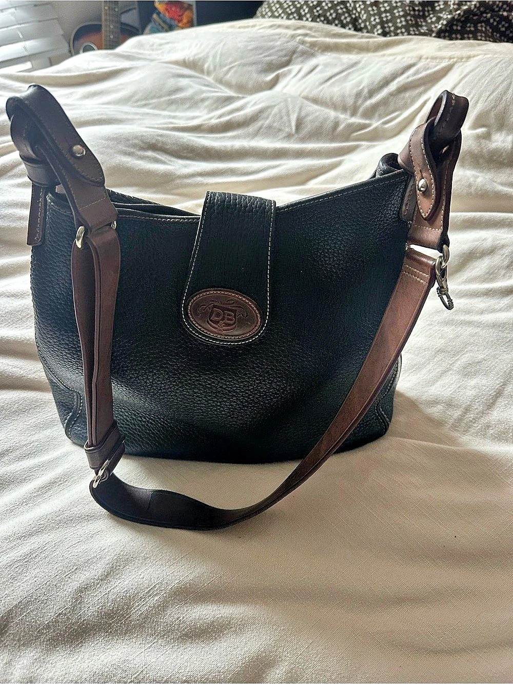 Dooney & Bourke Black & Brown Leather Hobo Bag
